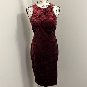 NIGHTWAY Velvet Sleeveless Tank MIDI Dress with Open Criss-Cross Back